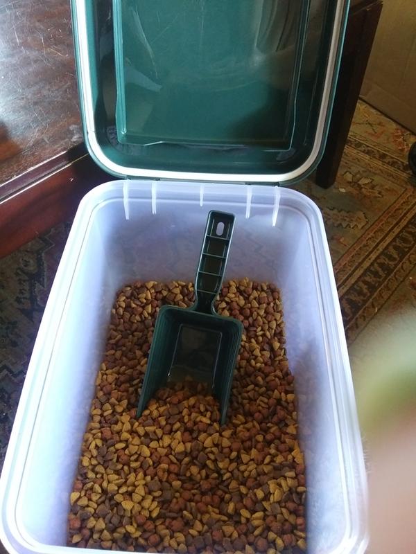 Pet food storage.