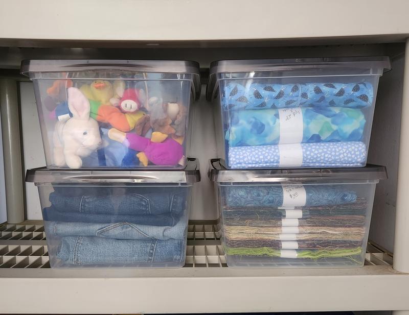 They stack perfectly on my closet selves