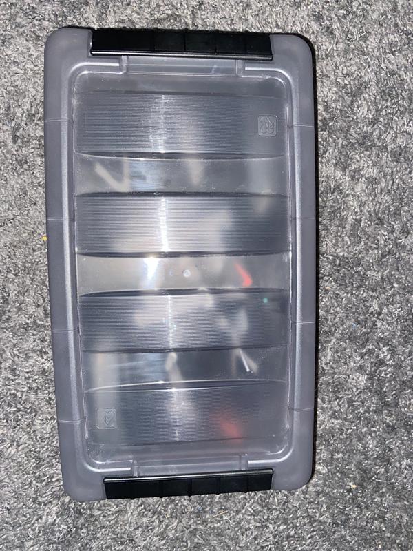 12 qt. Stack and Pull Clear Storage Box with Lid in Gray 500210