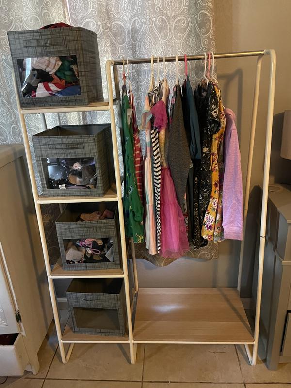 IRIS IRIS Metal Garment Rack with 2 Wooden Shelves Marble 596269 at ...