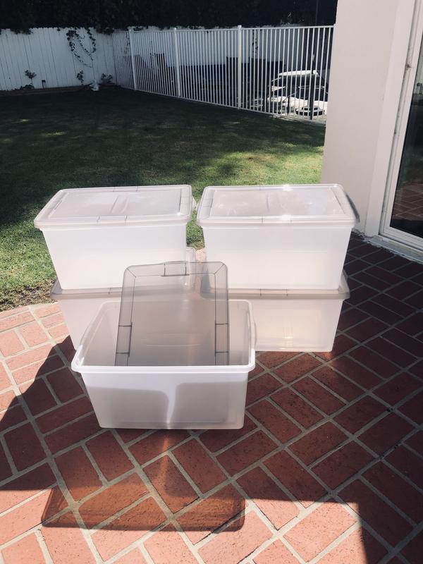 Clear storage boxes
