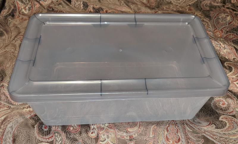 Iris 1.6 Gallon Snap Top Plastic Storage Box, Clear with Gray Lid, Pack of 10
