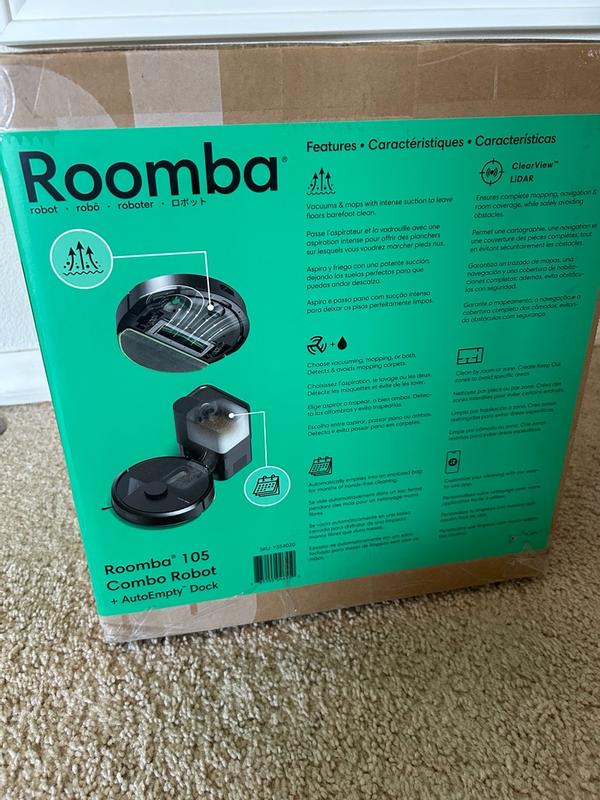 iRobot Roomba 105 Combo 13. 2 in. Robotic Vacuum and Mop + with