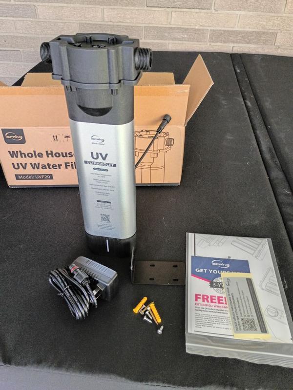 iSpring UVF20 Whole House LED UV Water Filter System, Up to 12 GPM ...