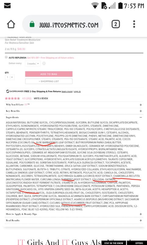 "Key benefit" ingredients