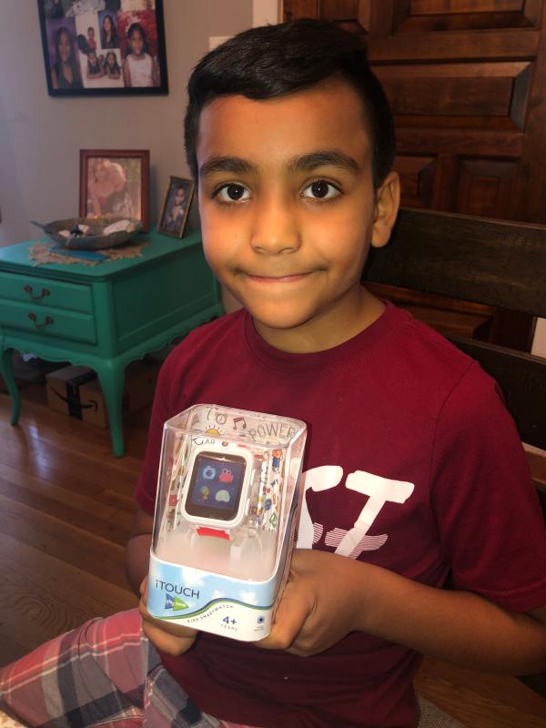 Rafael about to open the package!