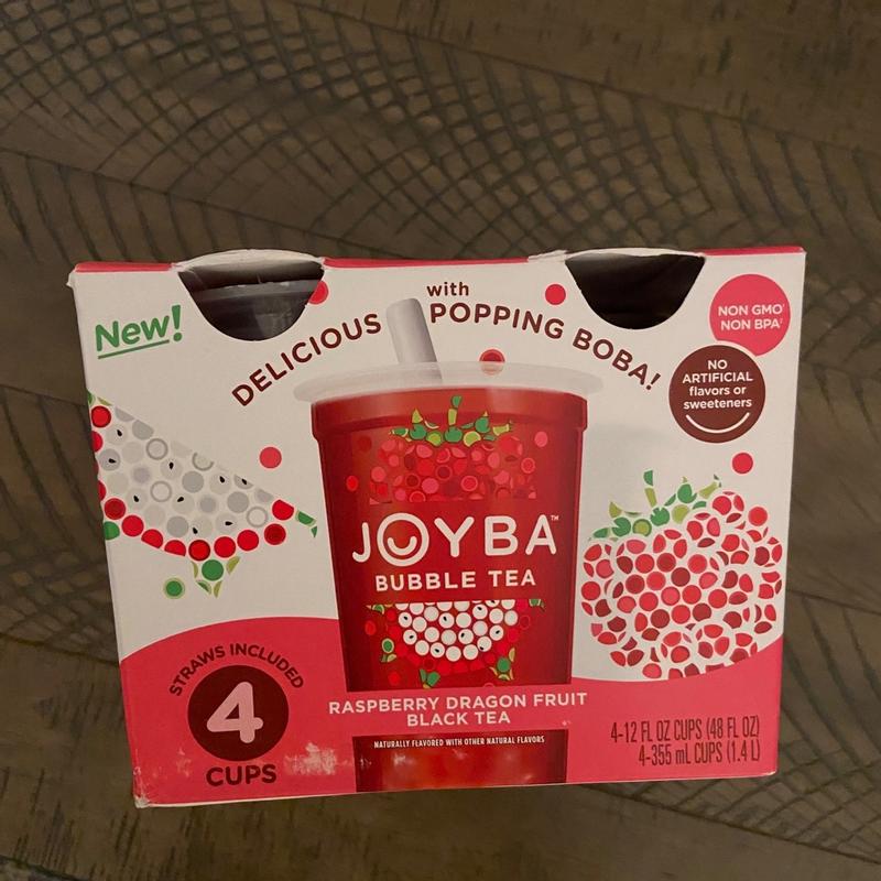 Joyba Bubble Tea 4 cups, 3 Flavors (Strawberry Lemonade, Mango Passion  Fruit Green Tea, Rasberry Dragon Fruit Black Tea) 12 fl oz each 