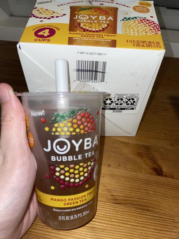 Joyba Bubble Tea 4 cups, 3 Flavors (Strawberry Lemonade, Mango Passion  Fruit Green Tea, Rasberry Dragon Fruit Black Tea) 12 fl oz each 