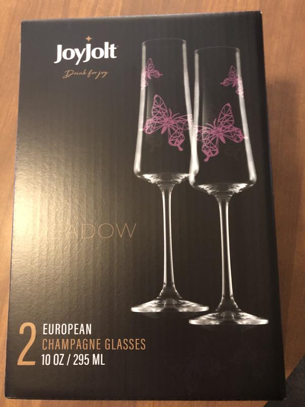 JoyJolt Meadow Butterfly Collection European Crystal Stemmed Champagne  Flutes - Set of 2 