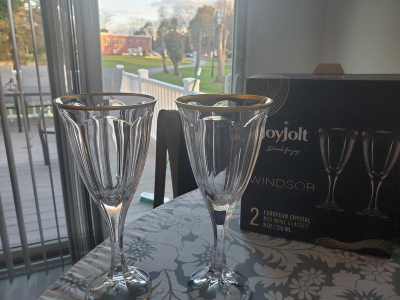  JoyJolt Windsor Gold Rim White Wine Glasses. Crystal