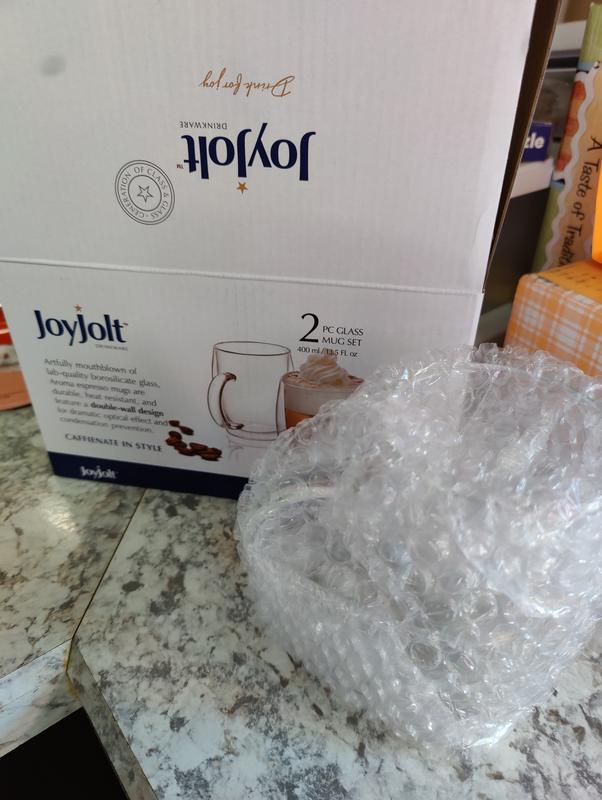 JoyJolt Pivot 13.5 oz. Clear Borosilicate Glass Double Wall Coffee