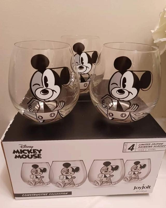 Disney Mickey Mouse Constructive Stemless Glasses, Set of 4 - Clear