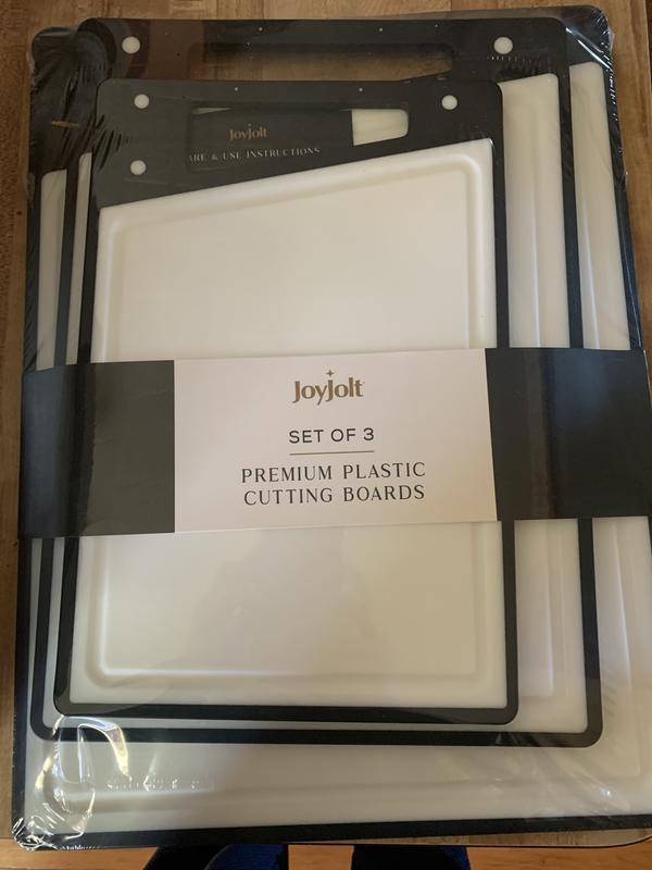 JoyJolt Plastic 3 Piece Cutting Board Set - Black/White, Set of 3