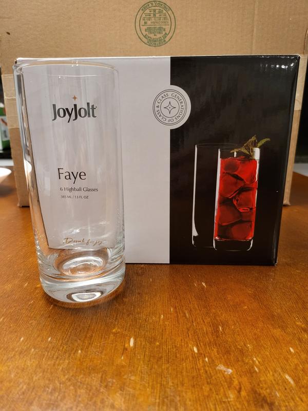 JoyJolt Faye Crystal Highball Drinking Glasses Set 13 oz