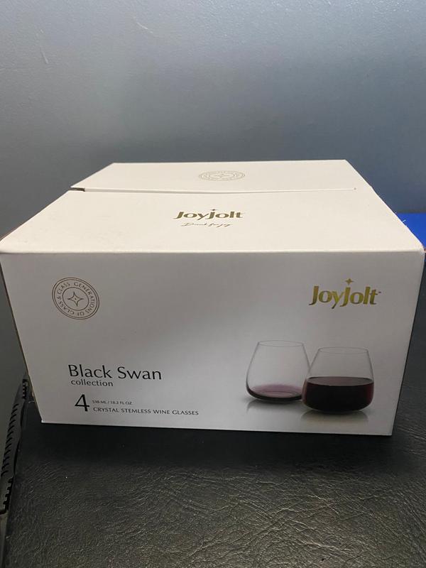 JoyJolt 18.2 oz. Black Swan Stemless Red Wine Glasses (Set of 4)