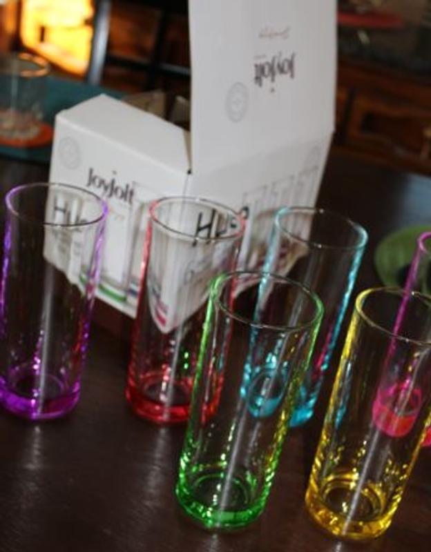 JoyJolt Hue Colorful Highball Drinking Glasses