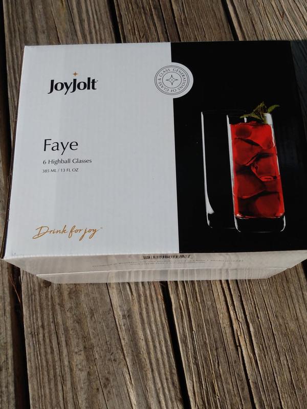 JoyJolt Faye 13 oz Highball Glasses Set of 6 Drinking Glasses