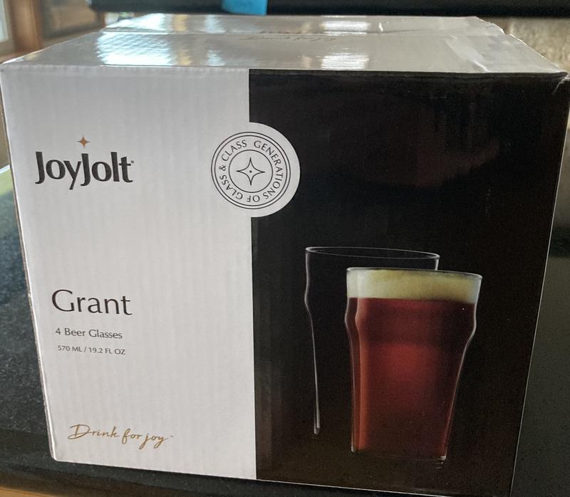 JoyJolt Grant 19 oz Beer Glasses Set of 4