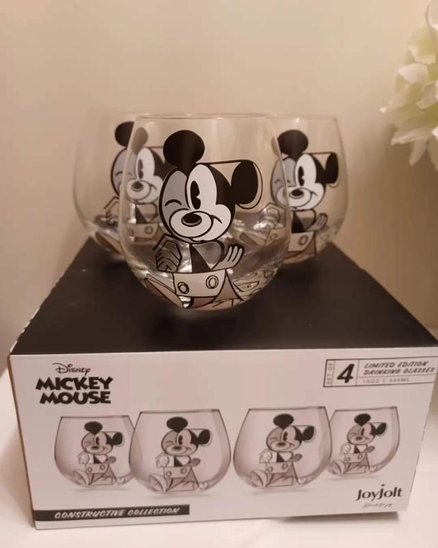 Disney Mickey Mouse Constructive Stemless Glasses, Set of 4 - Clear