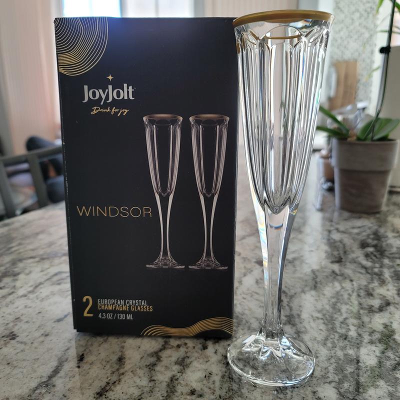  JoyJolt Windsor Gold Rim White Wine Glasses. Crystal