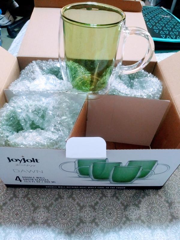 JoyJolt Spike 13.5-fl oz Glass Green Goblet Set of: 4 in the Drinkware  department at