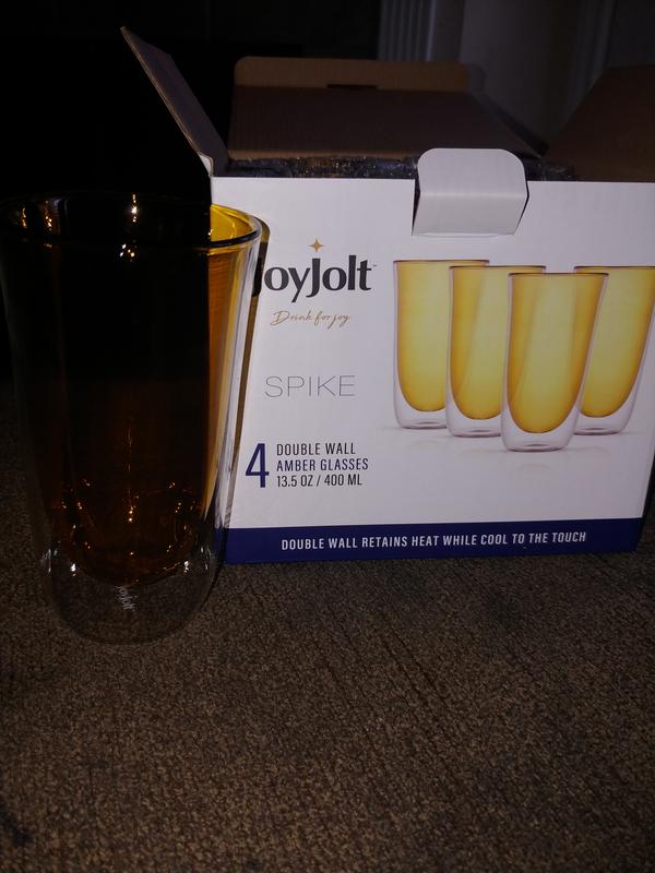 JoyJolt Spike Double Wall Insulated Glasses - 13.5 oz - Stainless