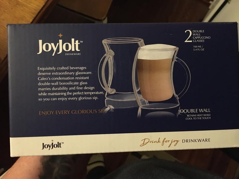 JoyJolt Caleo Double Wall Insulated Glasses Espresso Cups Set of 2 5.4-Ounces
