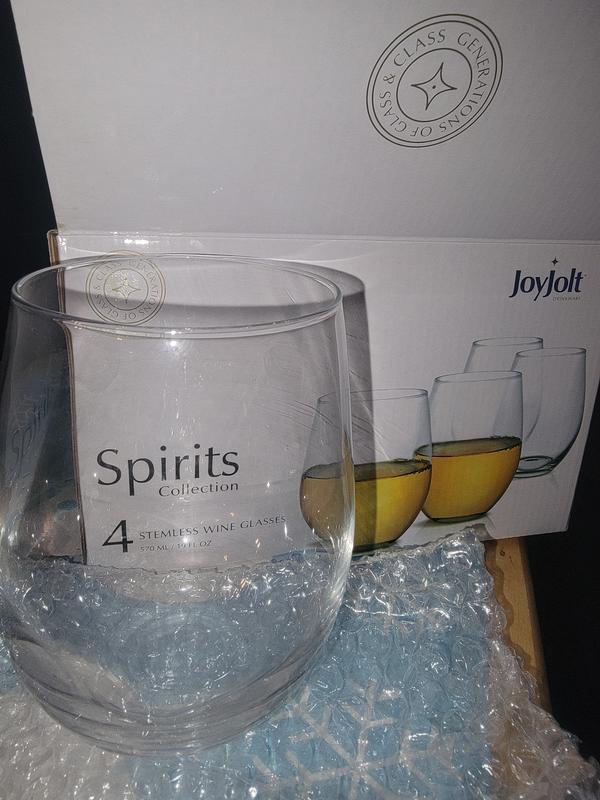 JoyJolt 19-fl oz Glass Clear Stemless Wineglass Set of: 4 in the