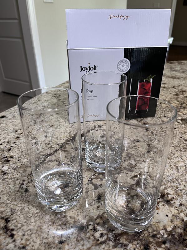 JoyJolt Faye Crystal Highball Drinking Glasses Set 13 oz