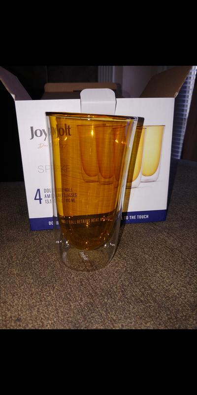 JoyJolt Spike 13.5-fl oz Glass Amber Goblet Set of: 4 in the Drinkware  department at