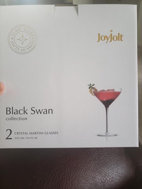 JoyJolt Black Swan Martini Glasses, 10.5 oz Set of 2