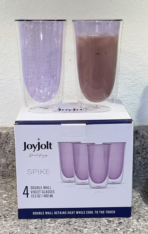 JoyJolt Spike Set of 4 (13.5 oz) Double Wall Glasses