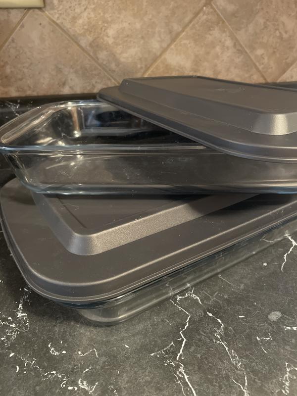 JoyJolt Glass Oven Bakeware Containers w/ Silicone Lids Set 