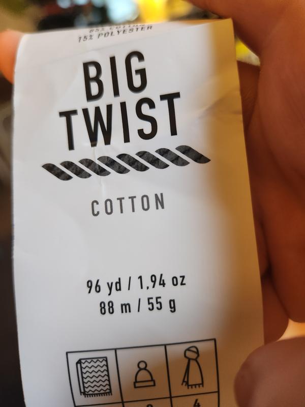 Big Twist Cotton color Black Yarn Skein 131yd 2.65oz