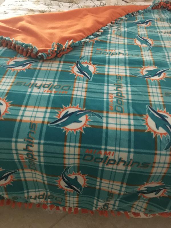 Miami Dolphins Fleece Fabric 58-Plaid