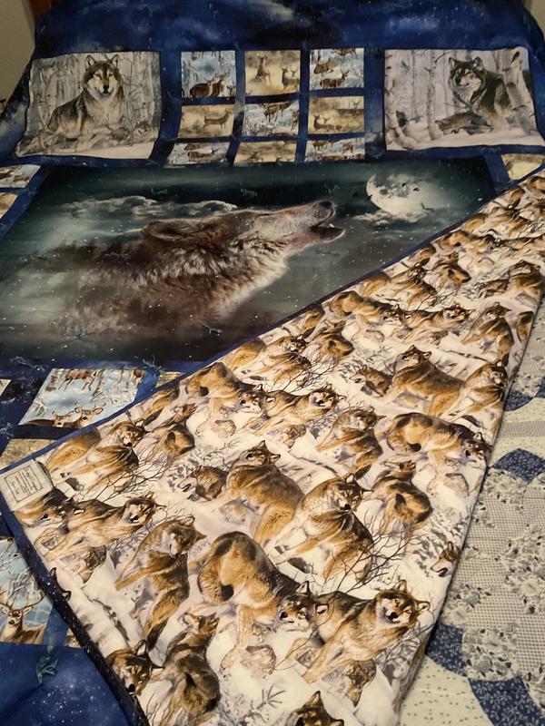 David Textiles 44 Cotton Wolves in the Snow Fabric by the Yard, Multi