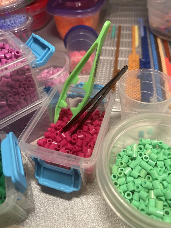 GMMGLT Perler Beads Bead Tweezer Tools,2pcs Random Color Kids Craft Anti-Slip Tweezers for Perler Beads Pegboard, Girl's, Size: One size, White
