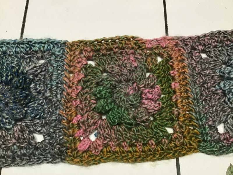 Nana's Crochet Creations - Melange Squares. ❤ Blanket has been joined using  HDC and a tight join. Pattern: Melange Squares Yarn: Red Heart Heart Roll  With It Melange in Green Room and