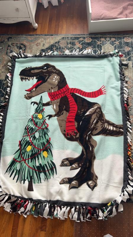 48 Wide Green T Rex Dinosaur No Sew Fleece Blanket JOANN