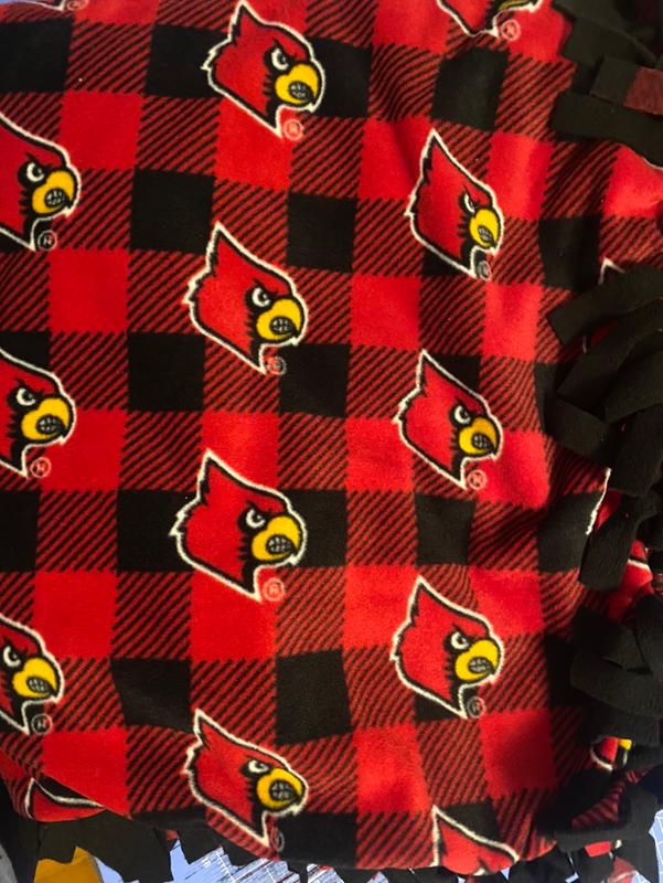 University of Louisville Cardinals Buffalo Plaid Fleece Fabric Remnants