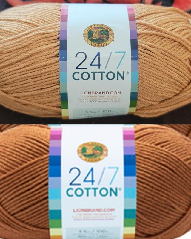 Lion Brand 24/7 Cotton Yarn, Yarn for Knitting, Crocheting, and Crafts,  Taupe, 3 Pack