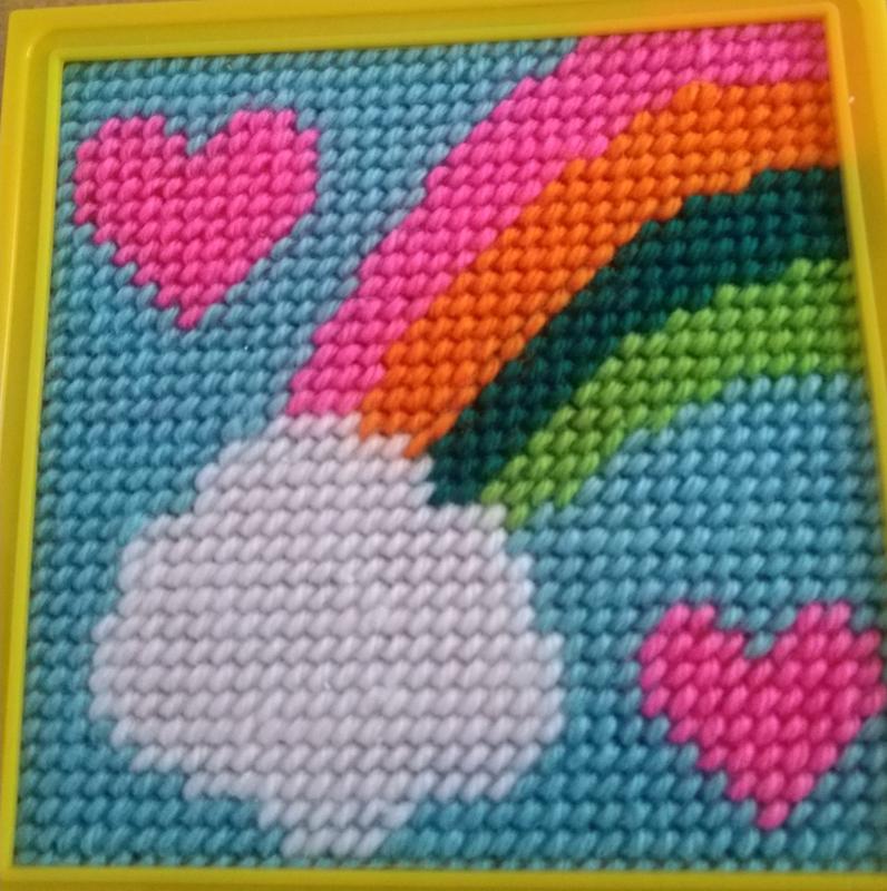 Colorbok Rainbow Learn to Sew Needlepoint Kit, Yellow Frame, 6 x 6