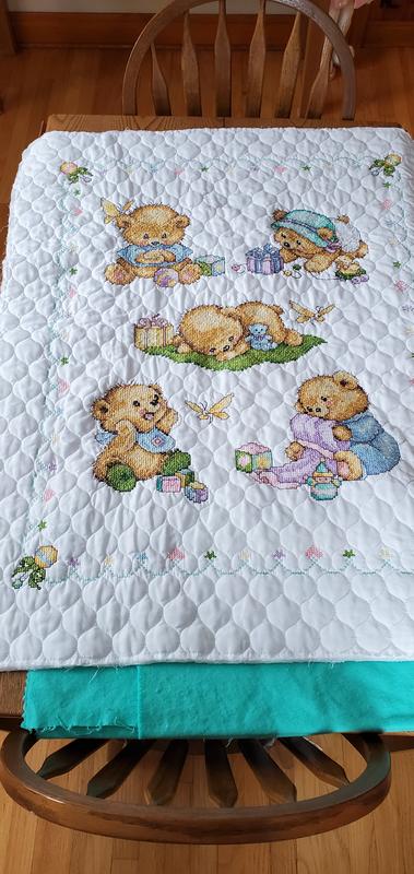 Tobin Baby BORN TO BE WILD Stamped Cross Stitch Baby Quilt Kit 34