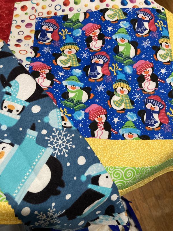 Cotton Penguins Snowmen Winter Christmas Snow Festive Trees Snow Day Blue  Cotton Fabric Print by the Yard (52596D-1)