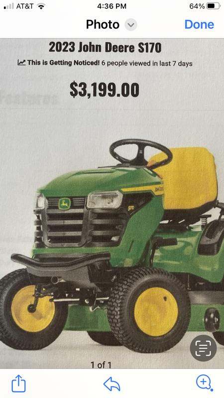 John deere best sale 170 lawn mower