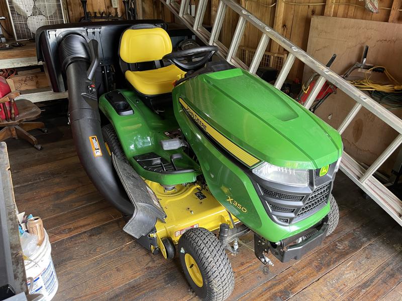 John Deere Power Flow Material Collection System (46-IN Mower Deck) -PC2111  JACKSHEAVE,IDLERS & BRACKETS YELLOW MOWER DECK: POWER FLOW BLOWER ASSEMBLY  46 MOWER