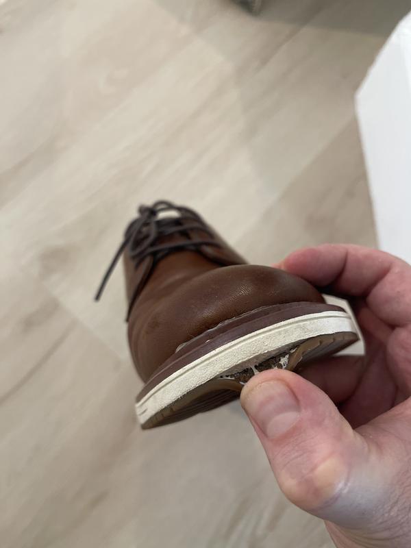 Customer photo for "Toe falling apart in 9 weeks"