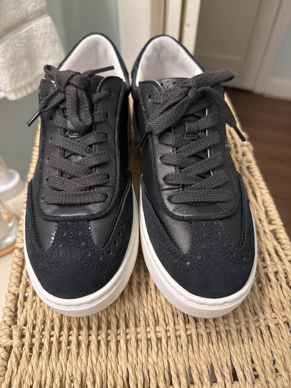 Women's Cammie T-Toe Lace-Up in Black Glove Leather/Suede