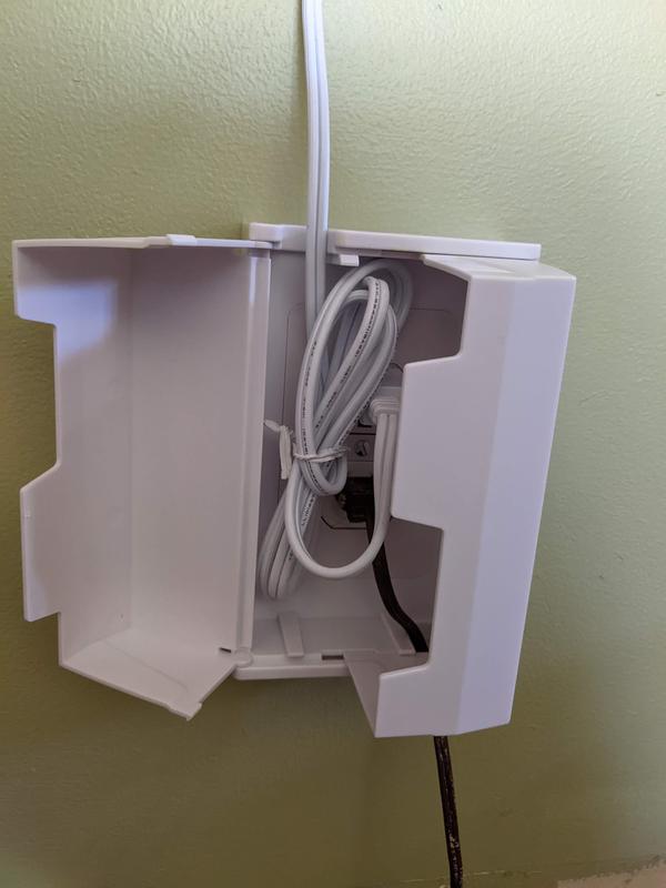 Wrapped the cords and used twist tie to hold in place, all fits in box.