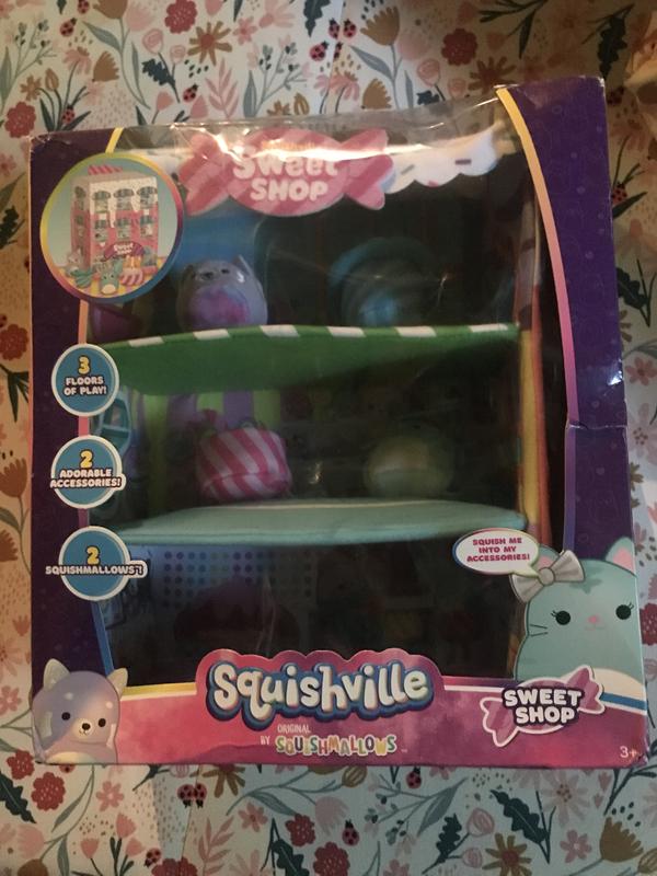  Squishville by Original Squishmallows Sweet Shop - Playset with  2-Inch Priya The Purple Panda, Tres'zure The Teal Cat & Bistro Table and  Chair - Toys for Kids : Toys & Games